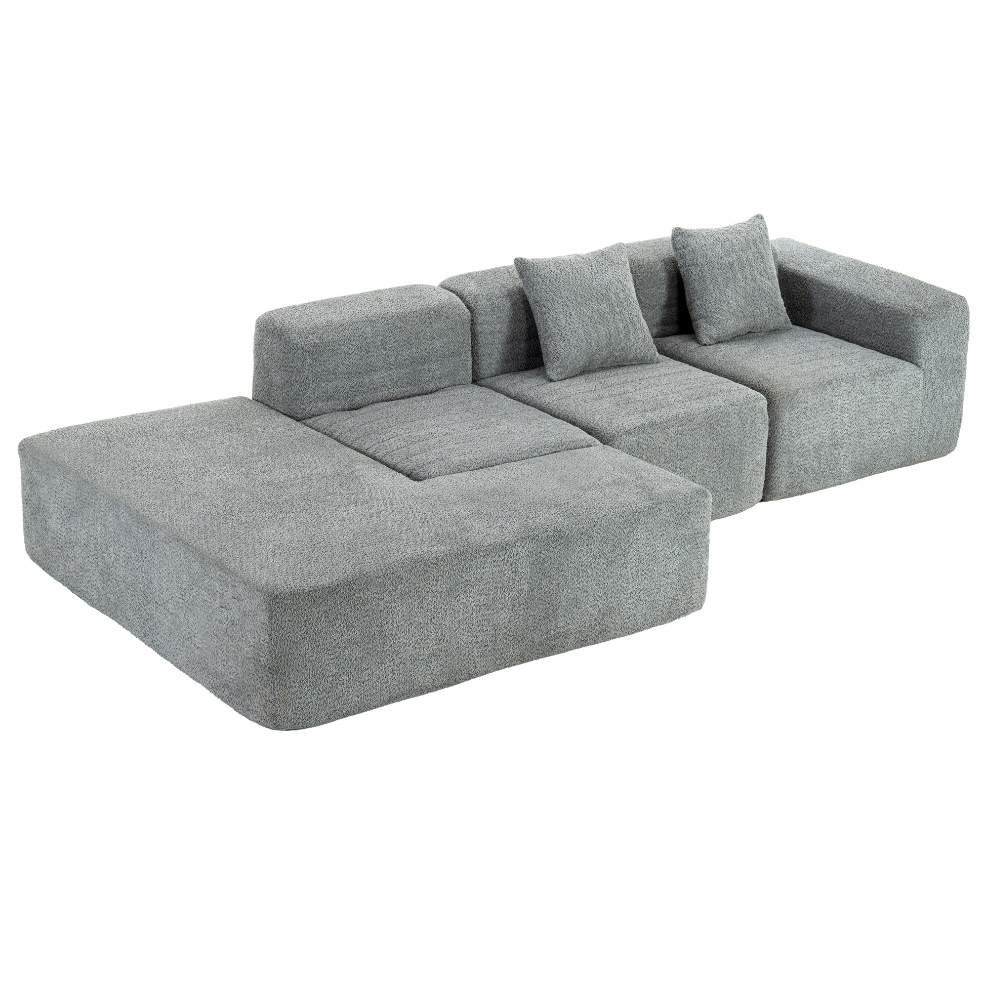 116.5" Sectional Sofa Full Compressed Sofa Couch Free Combined Sofa For Living Room, Grey Grey Foam Polyester 4 Seat