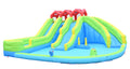 7 In1 Inflatable Water Park Three Slide With Blower Water Sprinkler Fountain Climbing Wall For Children Multicolor Oxford Fabric