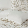 3 Piece Tufted Cotton Chenille Duvet Cover Set King Ivory Taupe Cotton