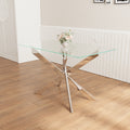 47.2 Inch Modern Minimalist Tempered Glass Coffee Table, Metal Leg Rectangular Dining Table, Transparent Glass Living Room Dining Table, 47.2 Inch X27.5 Inch 29.5 Inch Small Space Suitable