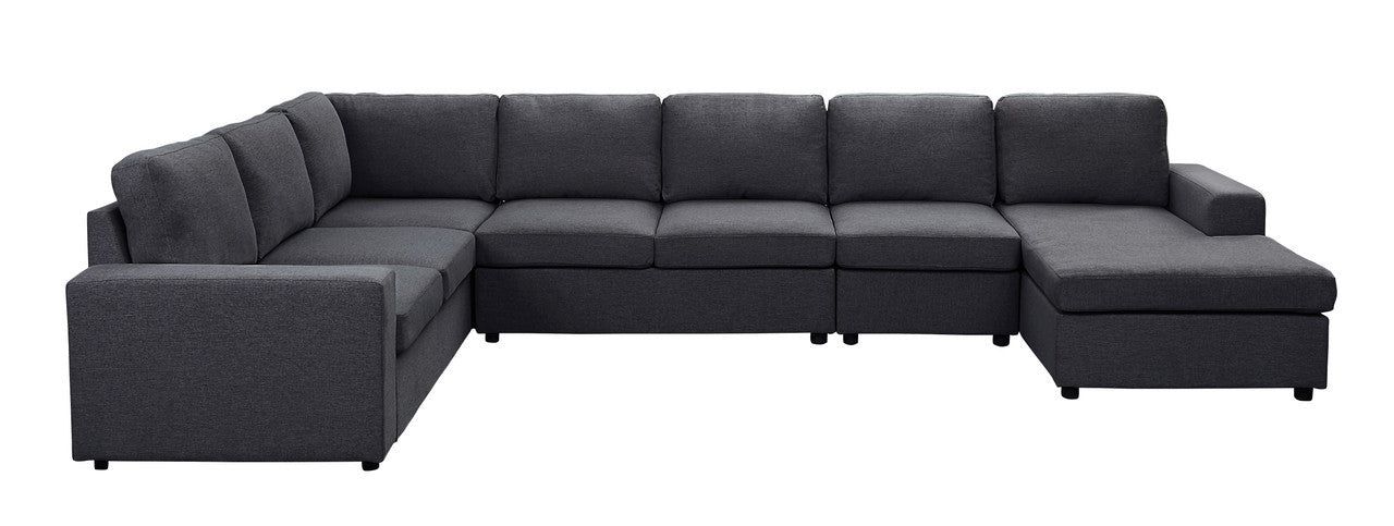 Hayden 146.5" Modular Sectional Sofa With Reversible Chaise In Dark Gray Linen Dark Gray Linen