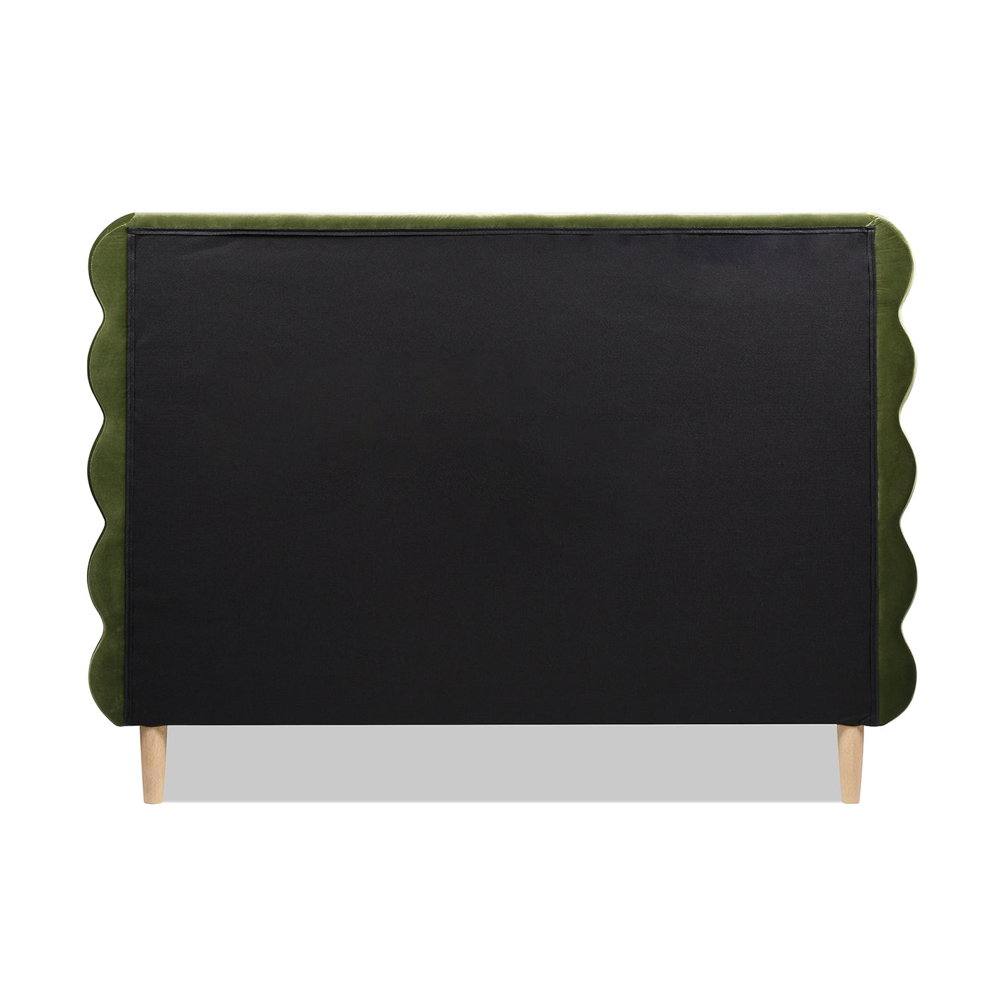 Stockholm Modern Wavy Headboard Platform Bed, Queen, Olive Green Performance Velvet Box Spring Not Required Queen Olive Green Wood Foam Velvet Velvet