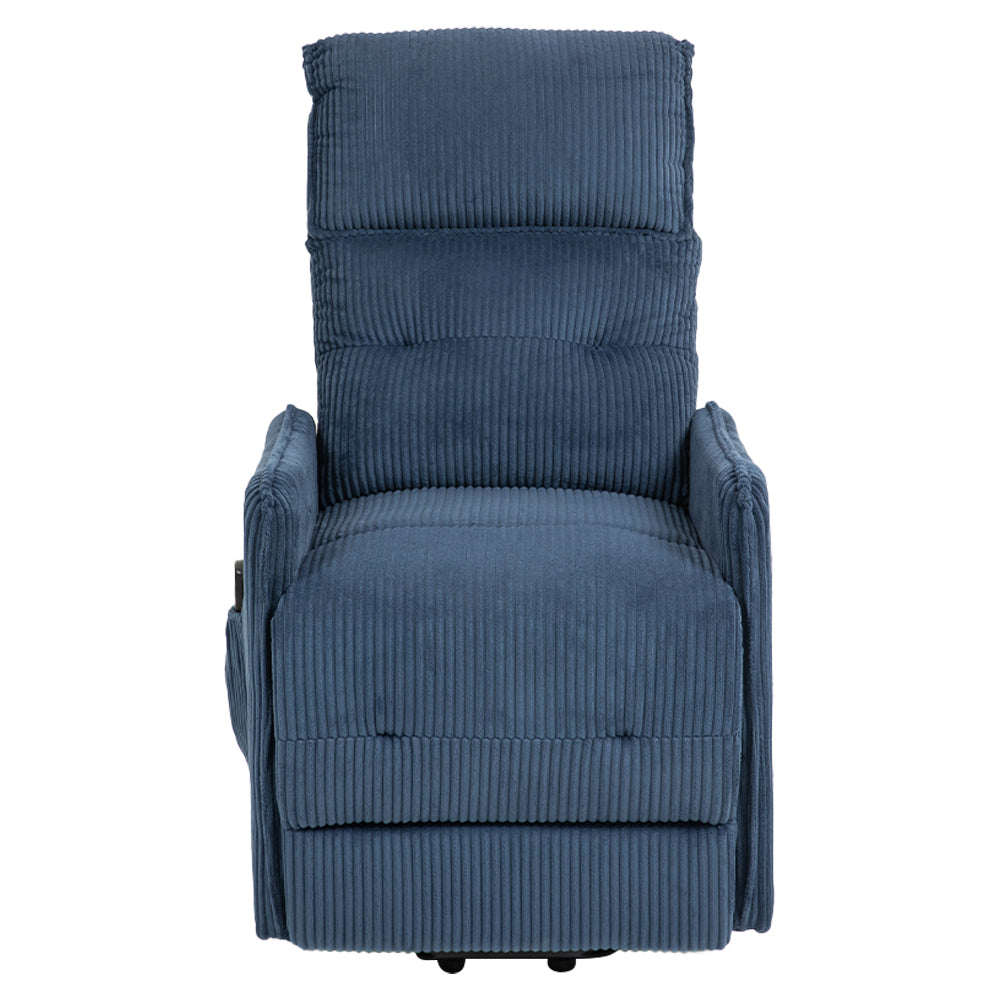 Coolmore Recliner Chair, Electric Recliner Chairs For Adults, Side Pocket Power Reclining Chair Pocket Springs Seat Cushion, Corduroy Fabric Recliner Sofa For Living Room, Bedroom, Home Theater Navy Navy Foam Corduroy