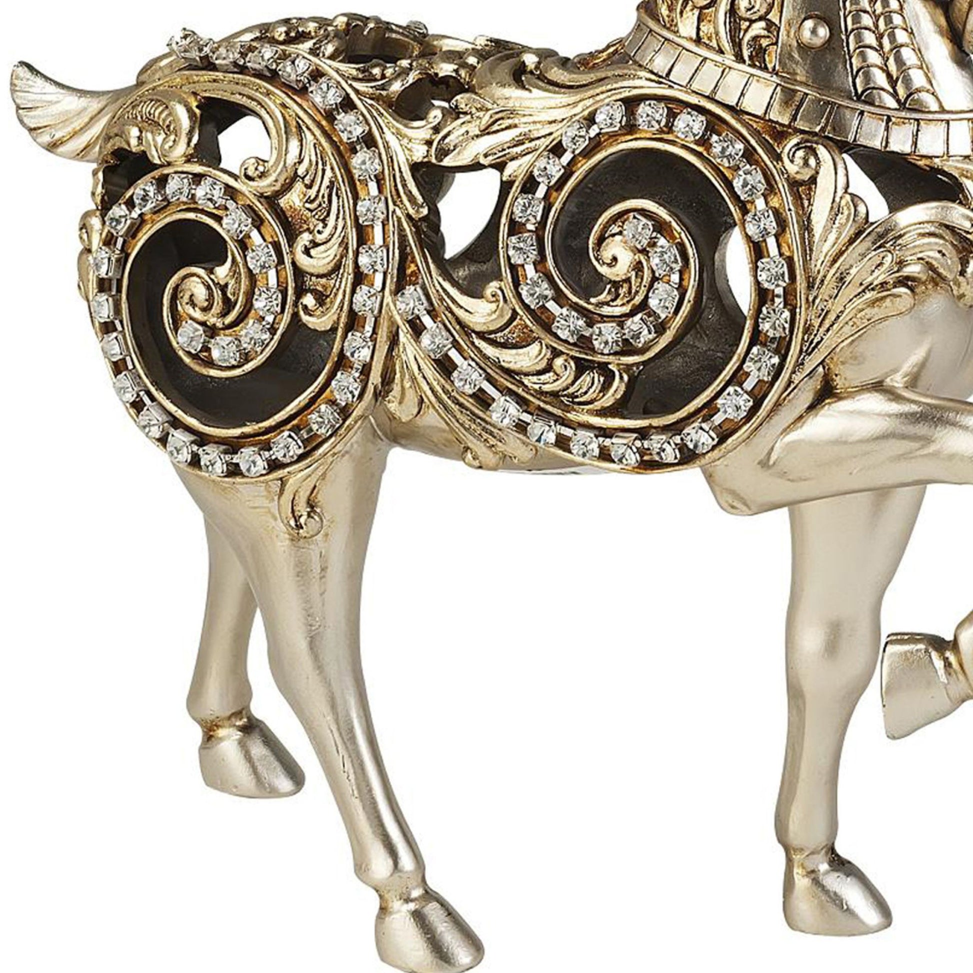 11.5" Tall Polyresin Decorative Horse Statue, Silver Finish Silver Polyresin