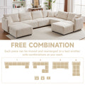 Multi Module Combination Style Sofa For Living Room, Bedroom And Other Lounge Spaces, Modern Minimalist Corduroy Combination Sofa With 2 Comfort Cushions With Usb & C Charging Ports,Beige,Two Sets Beige Foam Fabric 8 Seat