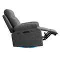 Power Recliner Glider Chair With Bluetooth Speaker 270 Degree Swivel With Led Light Side Arm With Storage Pockets Usb Type C Charging Port Button Control Retractable Footrest Adjustable Backrest Dg Dark Grey Linen Power Push Button Primary Living Space