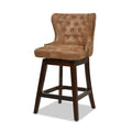 Holmes Tufted High Back 360 Swivel Counter Height Barstool, Tan Brown Faux Leather Tan Brown Foam Faux Leather