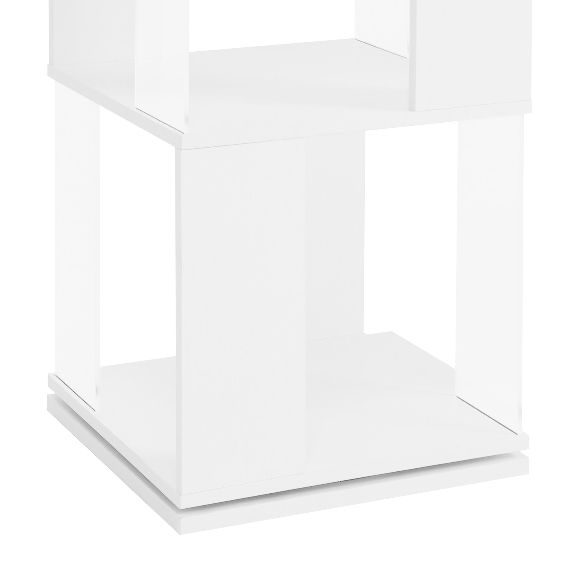 6 Tier Rotating Bookshelf, Floor Rack Simple Bookcase With Acrylic Plate Student Multi Function Creative Bookshelf For Living Room White Particle Board