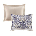 6 Piece Reversible Quilt Set With Throw Pillows Navy Tan King Cal King King Navy Cotton