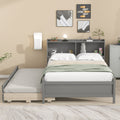 Full Bed With Bookcase,Twin Trundle,Drawers,Grey Full Grey Pine