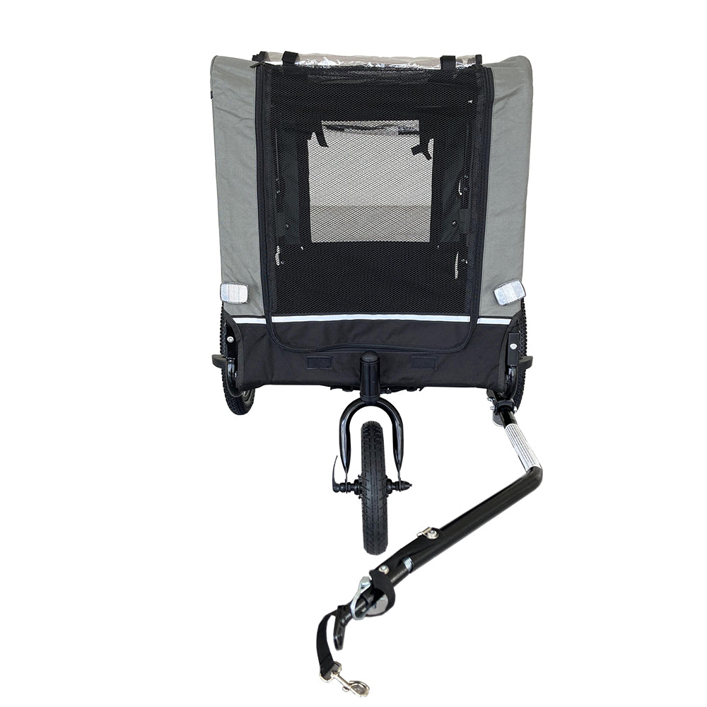 Outdoor Heavy Duty Foldable Utility Pet Stroller Dog Carriers Bicycle Trailer Black Gray Fabric Steel