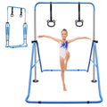 Multi Functional Adjustable Height Children'S Horizontal Gymnastic Bar With Bear Rings Blue Steel