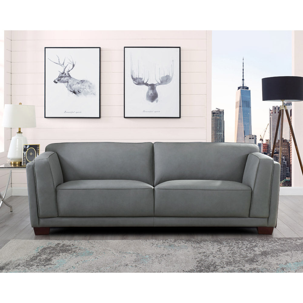 Marshall Leather 2 Seater Sofa Slate Memory Foam Genuine Leather 2 Seat