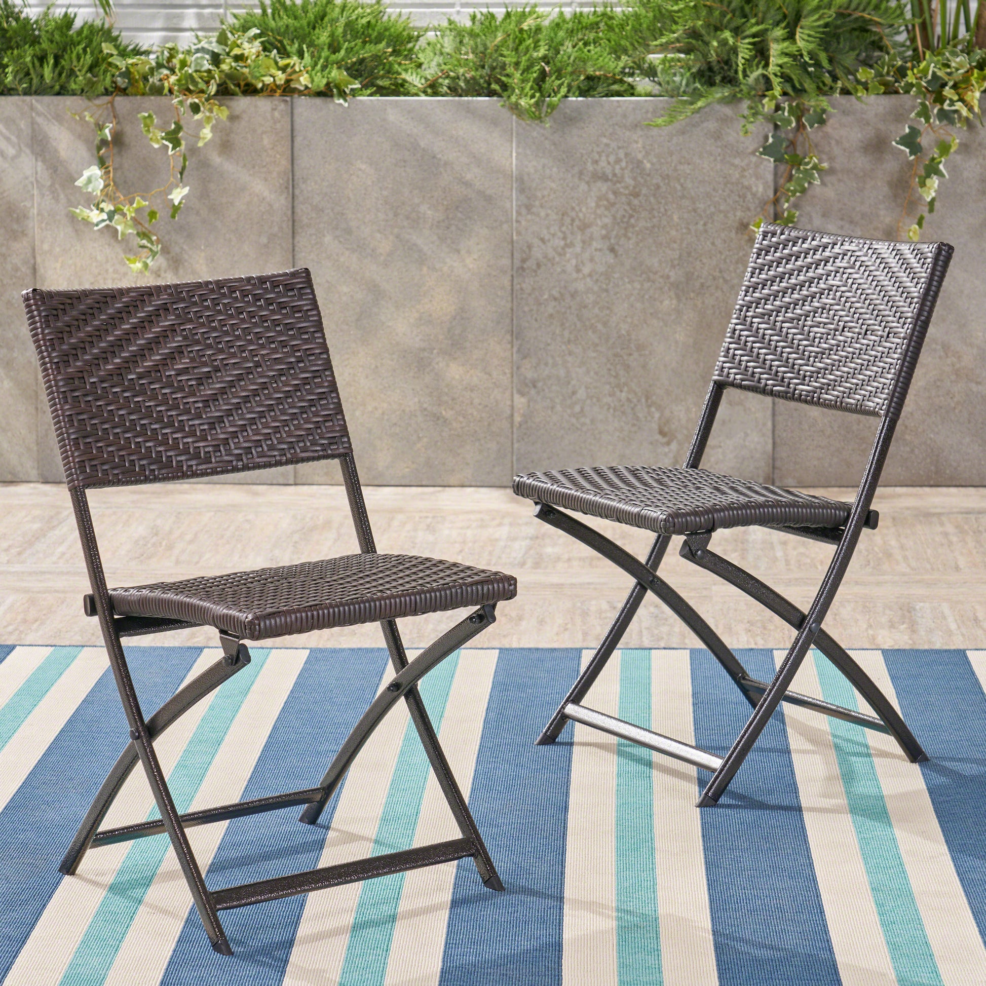 El Paso Folding Chair Brown Multi Pe Rattan Iron