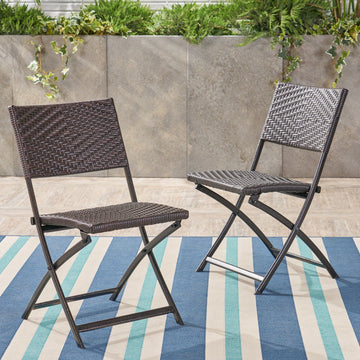 El Paso Folding Chair Brown Multi Pe Rattan Iron