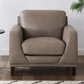 Soma Leather Chair Taupe Primary Living Space Mid Century Modern Eucalyptus Down Filling Genuine Leather