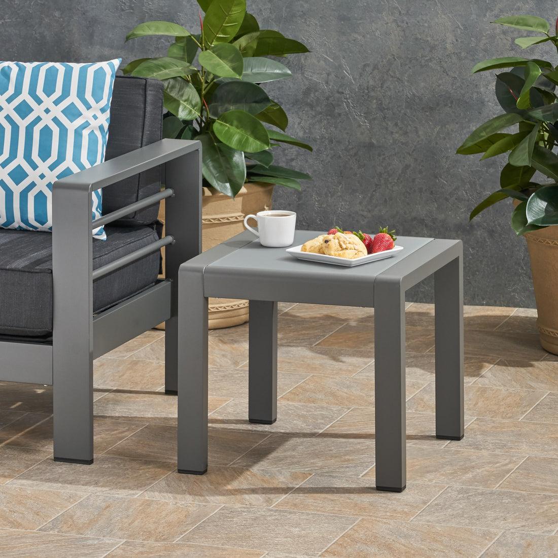 Cape Coral Side Table Grey Aluminium