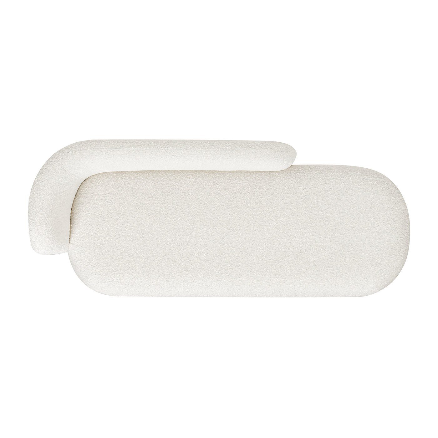 Aire 75" Raf Modern Rounded Chaise Lounge, Ivory White Boucle White Foam Boucle