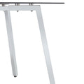 1 Table And 4 Chairs, Brown Tempered Glass Tabletop And Silver Metal Legs, Modern Minimalist Style Rectangular Glass Dining Table, Paired With 4 Modern Silver Metal Leg Chairs. 1123C 1162 Brown Seats 4 Glass