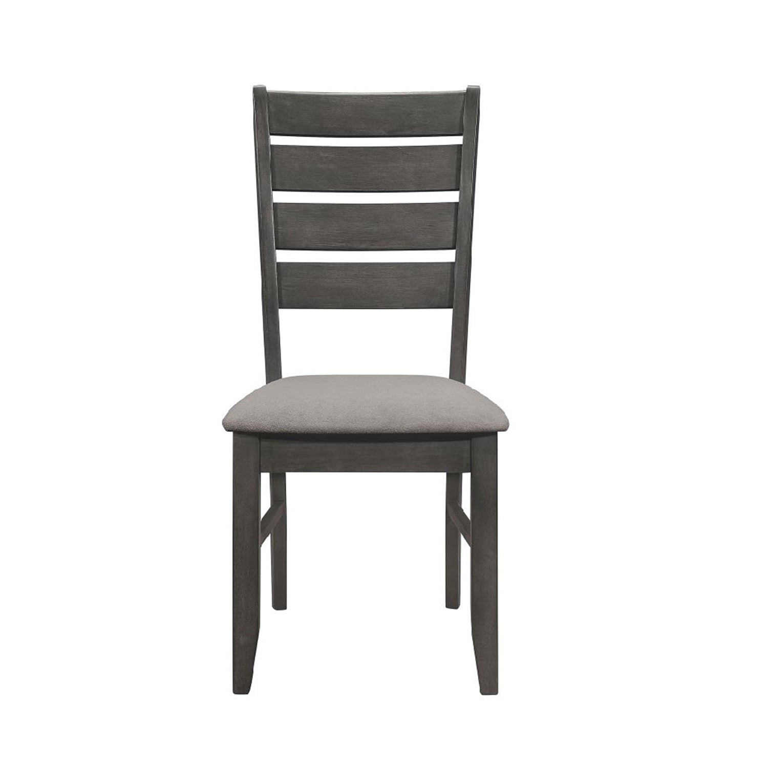 Set Of 2 Dining Chairs With Fabric Upholstered Seat, Dark Grey Solid Dark Grey Dining Room Rectangular Dining Chairs Ladder Back Set Of 2 Fabric,Mdf