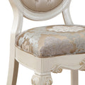 Rose Gold And Pearl White Tufted Back Side Chairs Set Of 2 Gold White Dining Room Luxury Poplar Set Of 2 Wood Fabric
