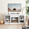 Media Console Table With Large Storage Cabinet, Modern Tv Media Entertaionment Stand, White, 65.75