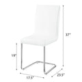 White And Chrome Side Chairs With Metal Sled Base Set Of 2 Solid White Silver Dining Room Foam Rectangular Modern Side Chair Solid Back Set Of 2 Faux Leather