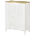 Homcom Storage Cabinet, Double Door Cupboard With 2 Adjustable Shelves, For Living Room, Bedroom, Or Hallway, White White Particle Board