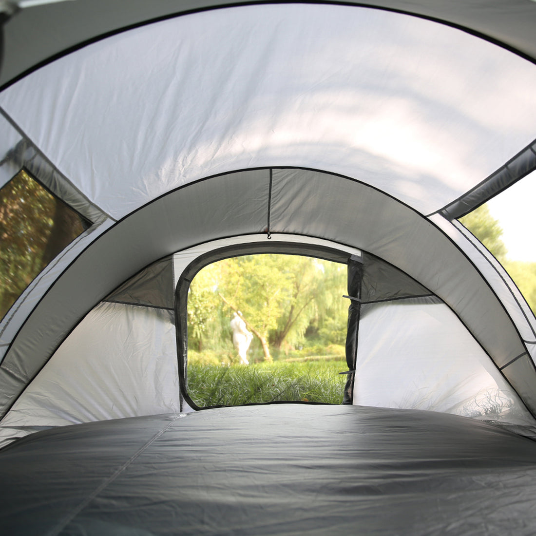 4 6 Persons White Gray Pop Up Boat Tent White Gray Polyethylene