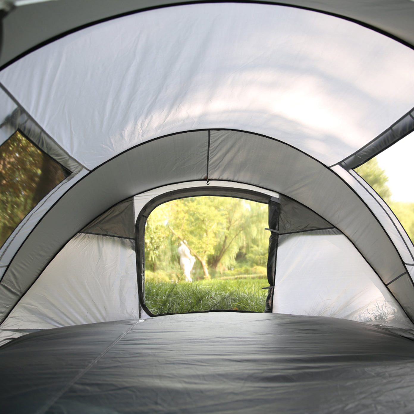 4 6 Persons White Gray Pop Up Boat Tent White Gray Polyethylene