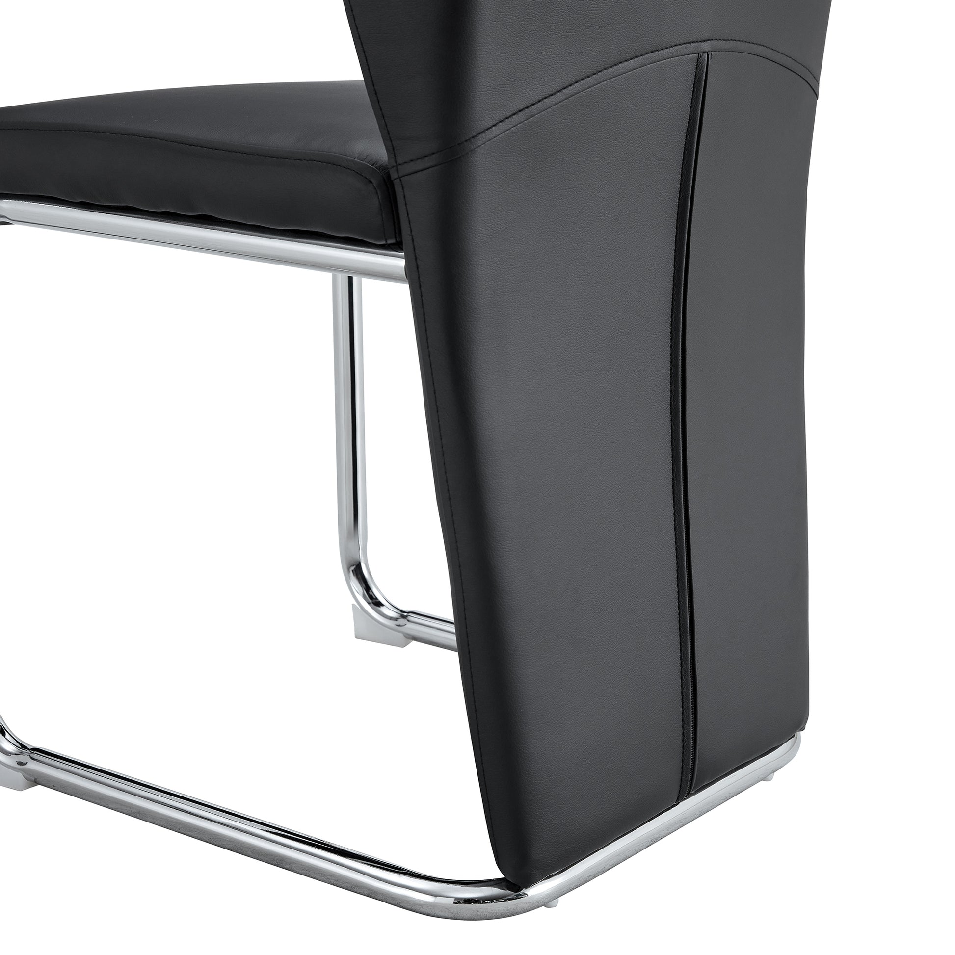 Table And Chair Set, Modern Luxurious White Imitation Marble Pattern Mdf Dining Table,Rectangular Dining Table, Matched With Uniquely Shaped Pu High Backrest Seats,Suitable For Various Occasions. White Black Seats 4 Mdf