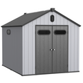 Xwt013 8*10Ft Plastic Storage Shed For Backyard Garden Big Spire Tool Storage Black Grey Garden & Outdoor Plastic