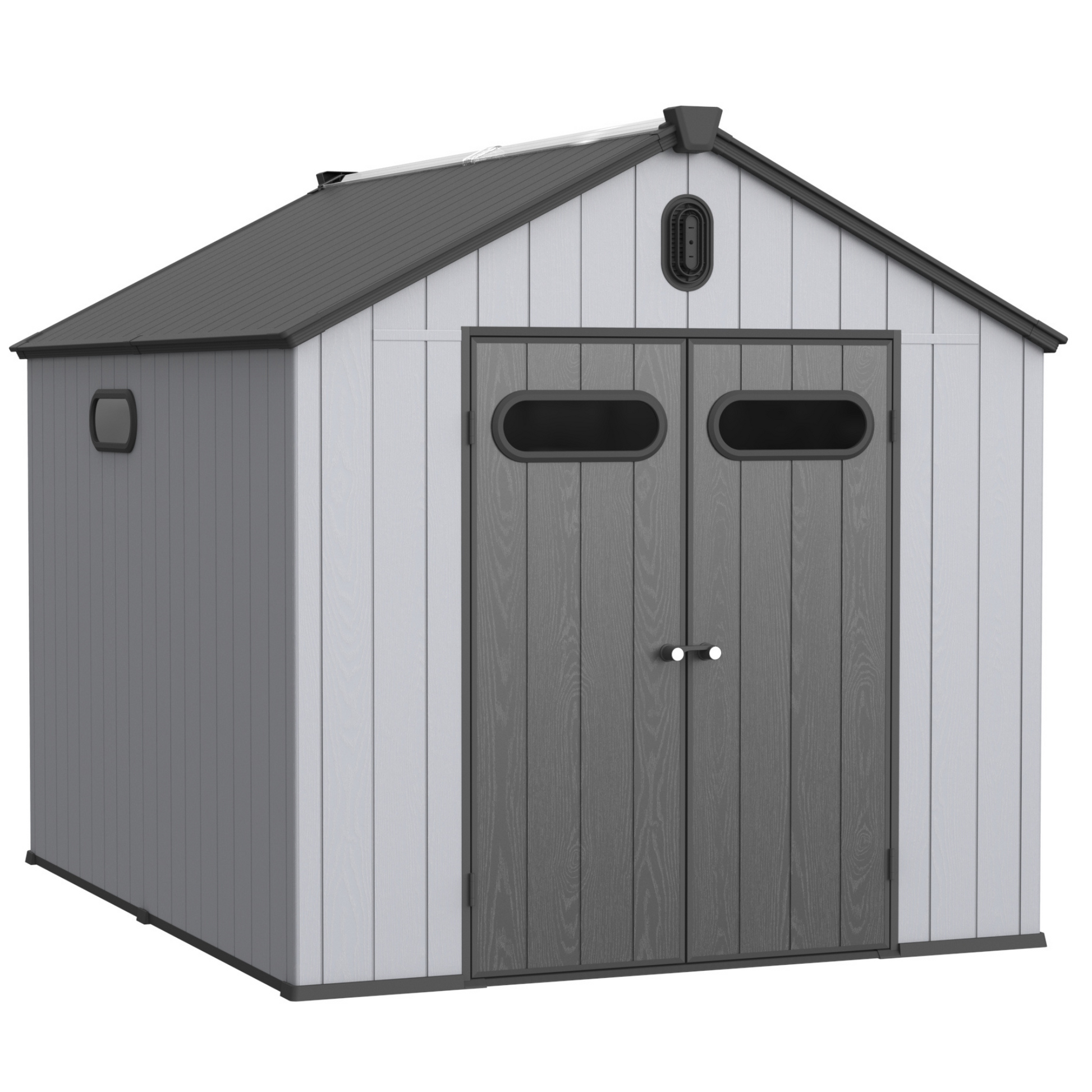 Xwt013 8*10Ft Plastic Storage Shed For Backyard Garden Big Spire Tool Storage Black Grey Garden & Outdoor Plastic