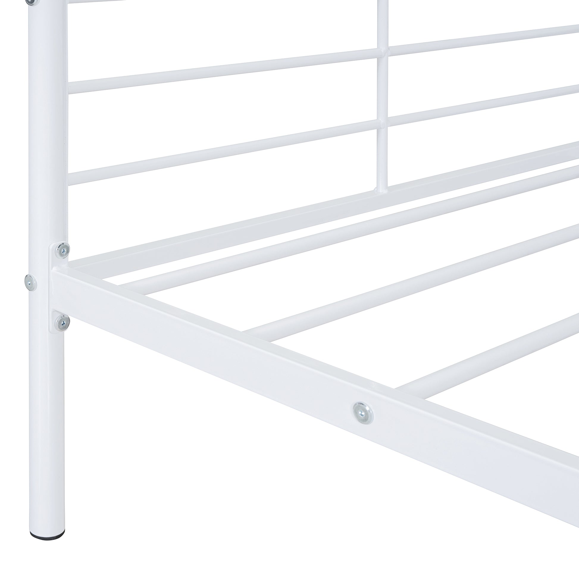 Full Size Metal House Bed With Trundle, White Full White Metal