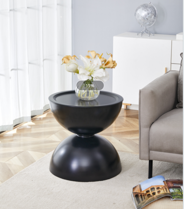 Black Coffee Round Tables With Storge Movable Table Top Multifunctional End Side Table Matt Black Primary Living Space Casual,Cute,Modern Freestanding Round Coffee & End Tables Round Metal