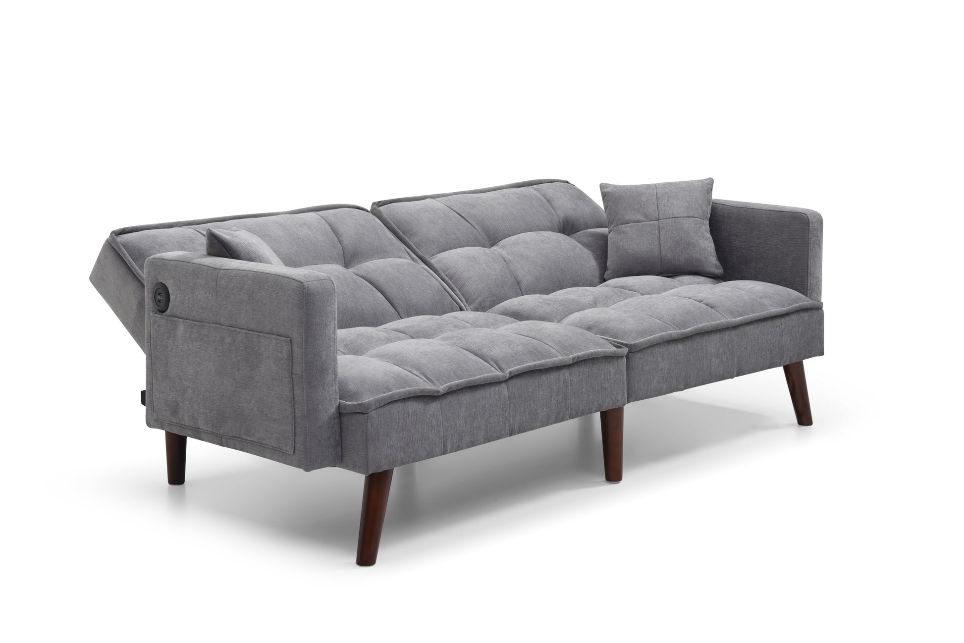 Sofa Bed Sleeper, Large Size, Usb Charging Port, Chenille Fabric Folding Futon Recliner For Living Room Furniture Apartment Bedroom Office Small Spaces Dark Gray Brown Chenille Wood Primary Living Space Medium Soft Tufted Back Modern Rubberwood Square