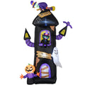 Outsunny 8.5Ft Halloween Inflatables Horror Tree House With Witch, Black Cat, Ghost And Pumpkin Man, Blow Up Halloween Decorations Outdoor Led Yard Display, Waterproof Black Polyester