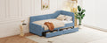 Twin Size L Shaped Corduroy Daybed,Upholstered Bed Frame With 2 Storage Drawers,Blue Twin Blue Wood Fabric