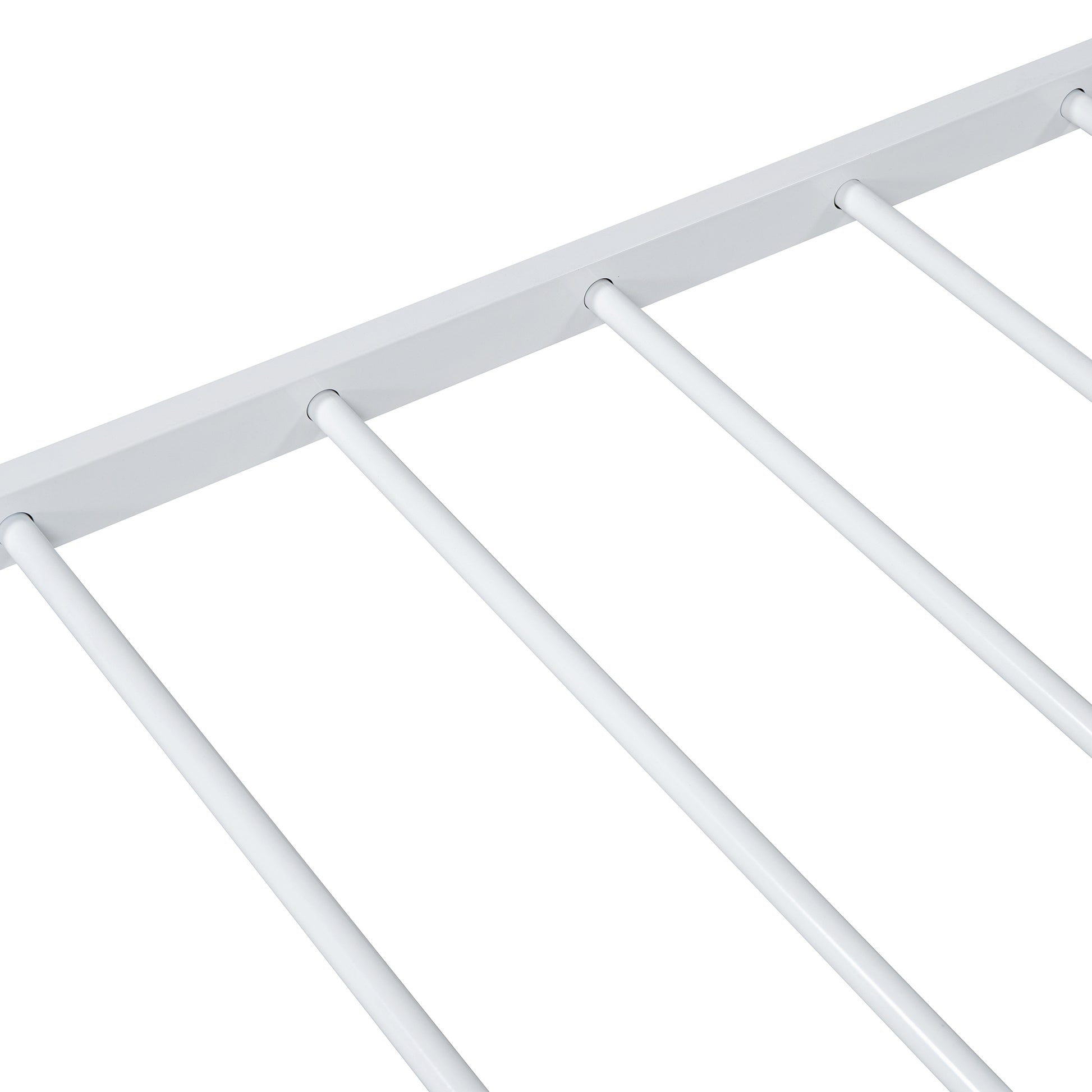 Twin Size Metal Platform Bed With Two Drawers,House Shaped Headboard Design, White Twin White Metal