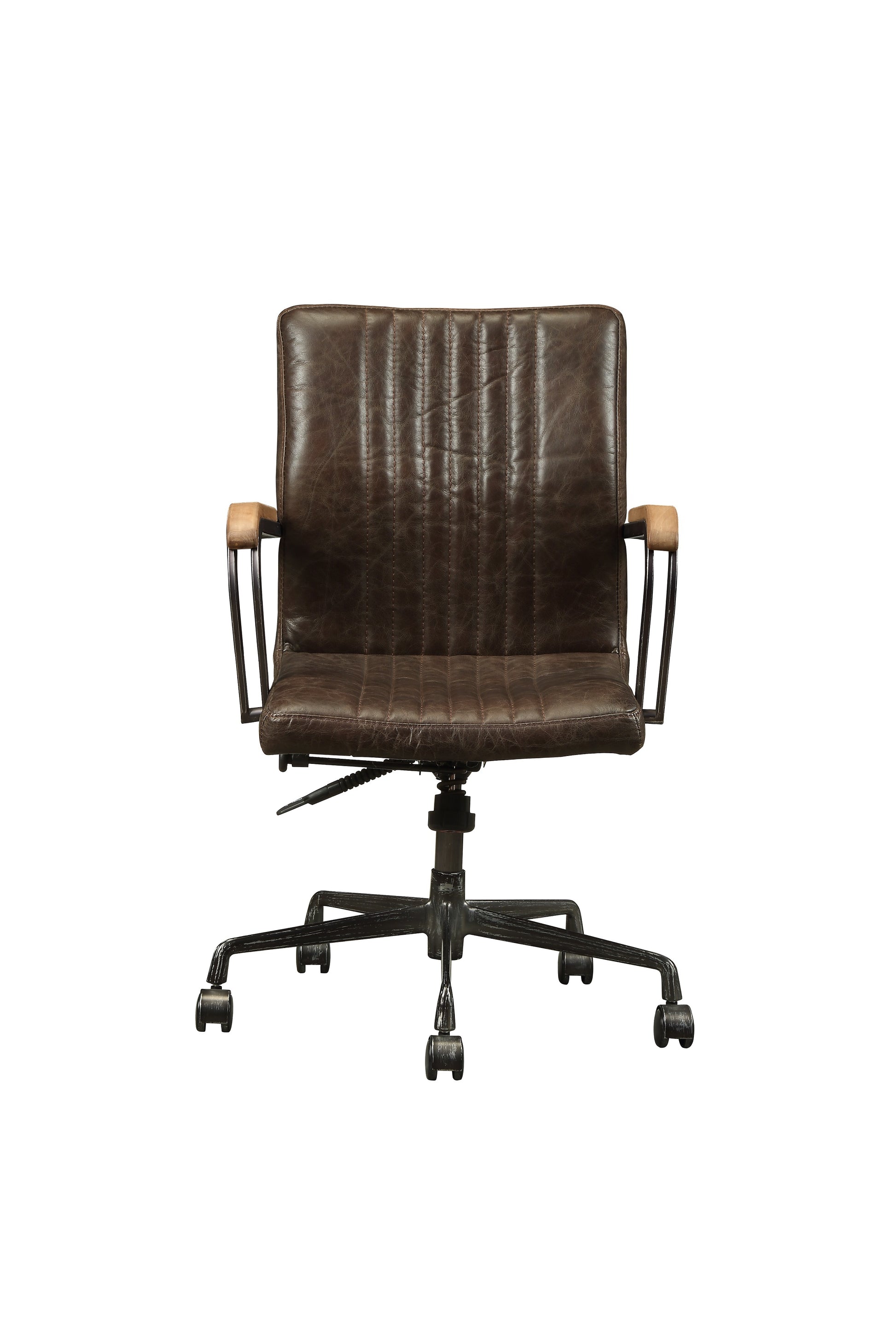 Distress Chocolate Swivel Office Chair With Pneumatic Lift Caster Solid Chocolate Office Office Chairs Solid Back Swivel Genuine Leather