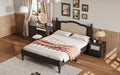 3 Pieces Bedroom Set With Full Size Wooden Bed Frame, 1 Vintage Nightstand And 1 Makeup Vanity Set With Stool,Black Expected Arrival Time: 08.23 Full Black 3 Piece Set Wood