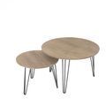 27.56'' Round Nesting Coffee Table Set Of 2, Circular Nesting End Table Set, Round Wooden Tabletop, And Sturdy Metal Base For Living Room, Bedroom, Brown Rustic Brown Round Wood Metal