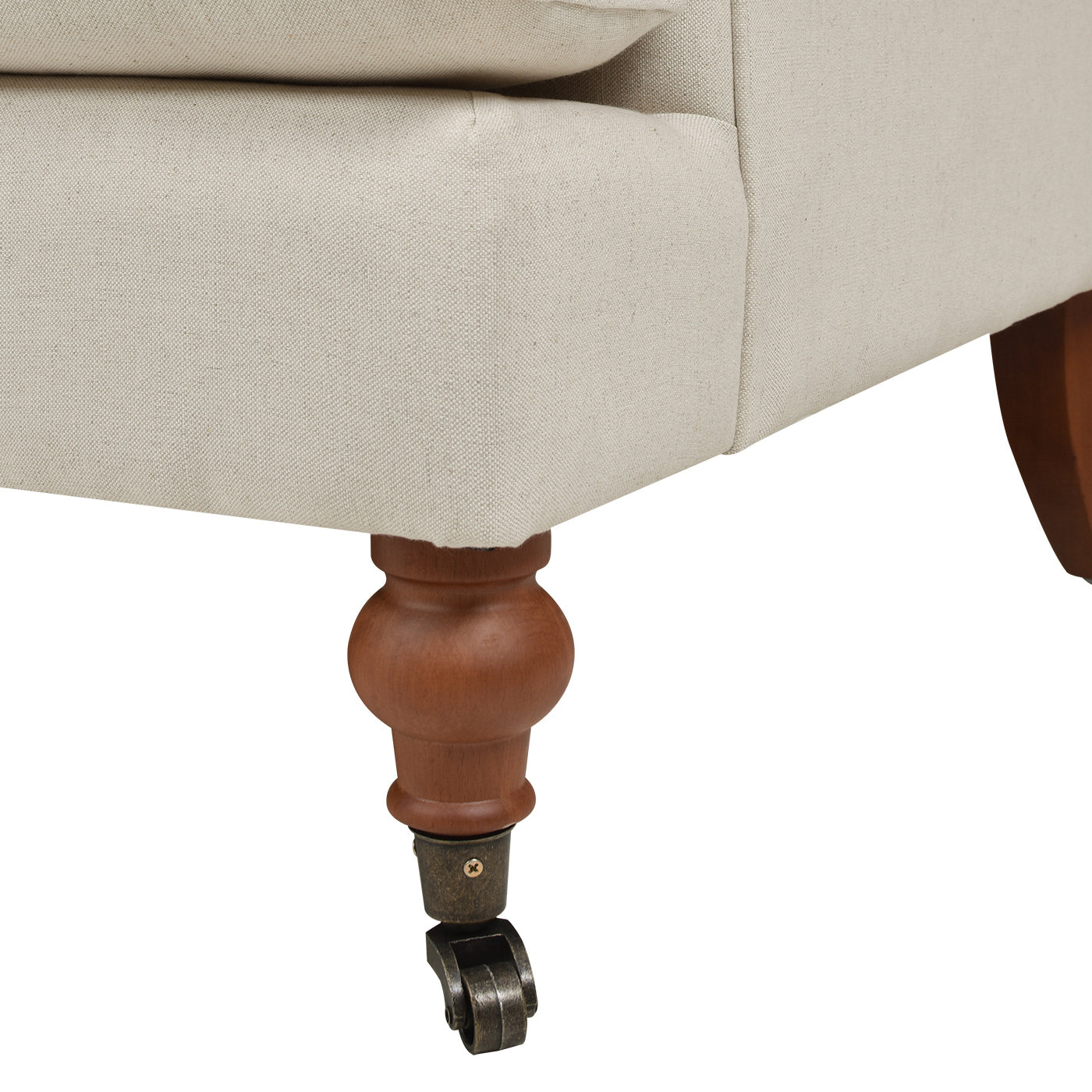 Alana 38" Lawson Accent Arm Chair Metal Casters, Light Beige Linen Beige Foam Linen