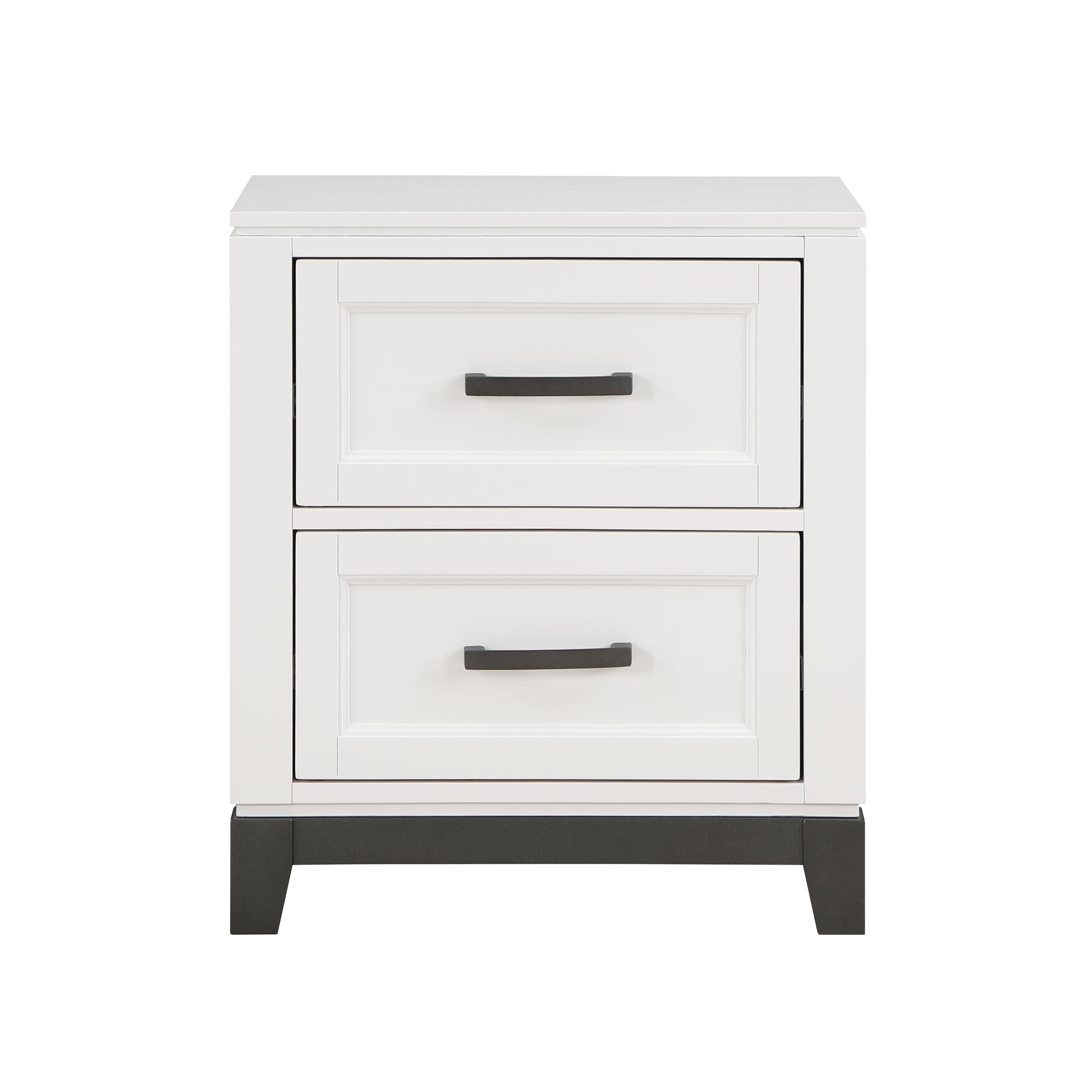 White Finish Nightstand With 2X Storage Drawers Wooden Bedroom Furniture 1Pc White 2 Drawers Bedroom Rustic,Transitional Wood