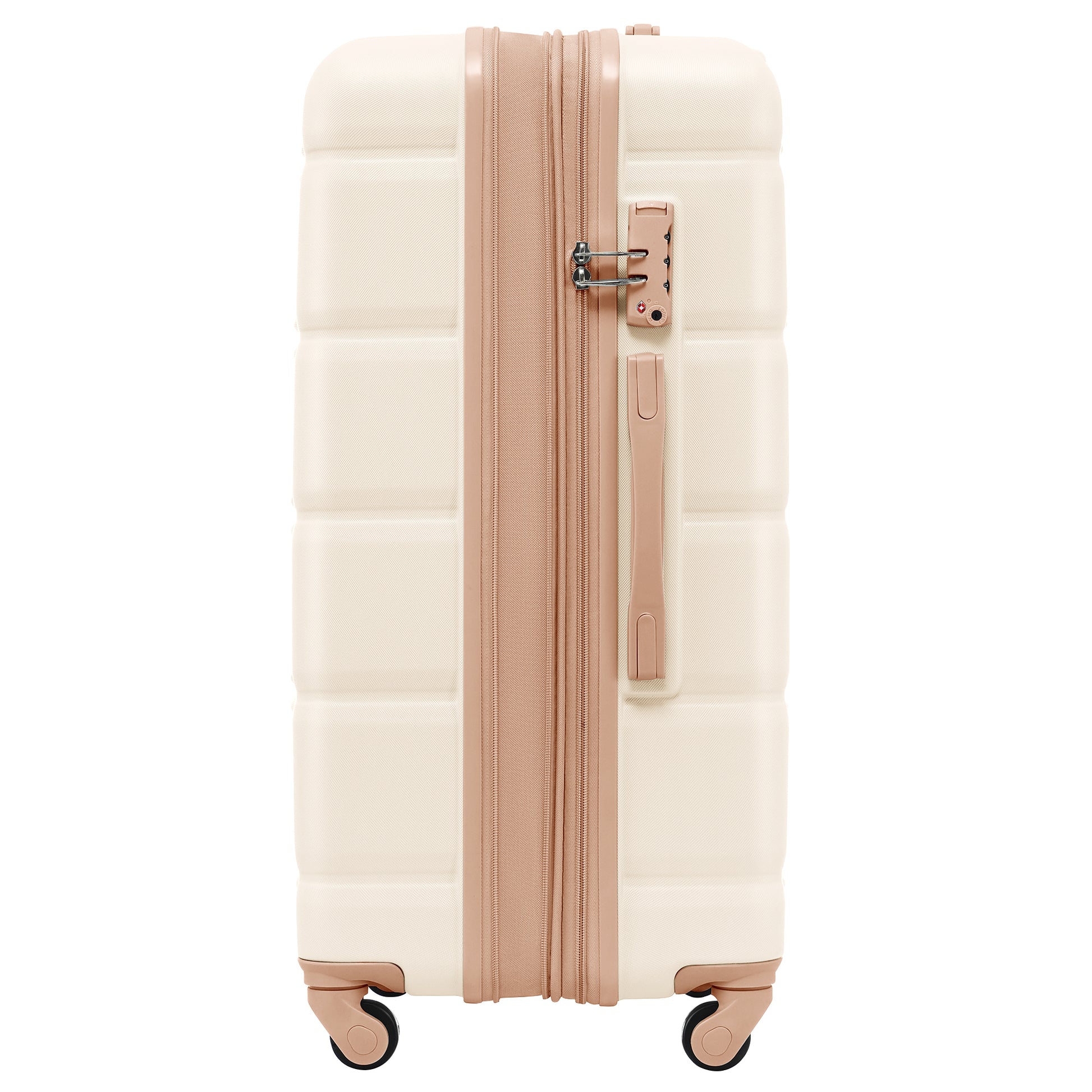 Luggage Set Of 3, 20 Inch With Usb Port, Airline Certified Carry On Luggage With Cup Holder, Abs Hard Shell Luggage With Spinner Wheels, Beige And Golden Beige Gold Abs