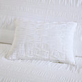 4 Piece Cotton Seersucker Duvet Cover Set King White Cotton