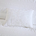 4 Piece Cotton Seersucker Duvet Cover Set Queen White Cotton