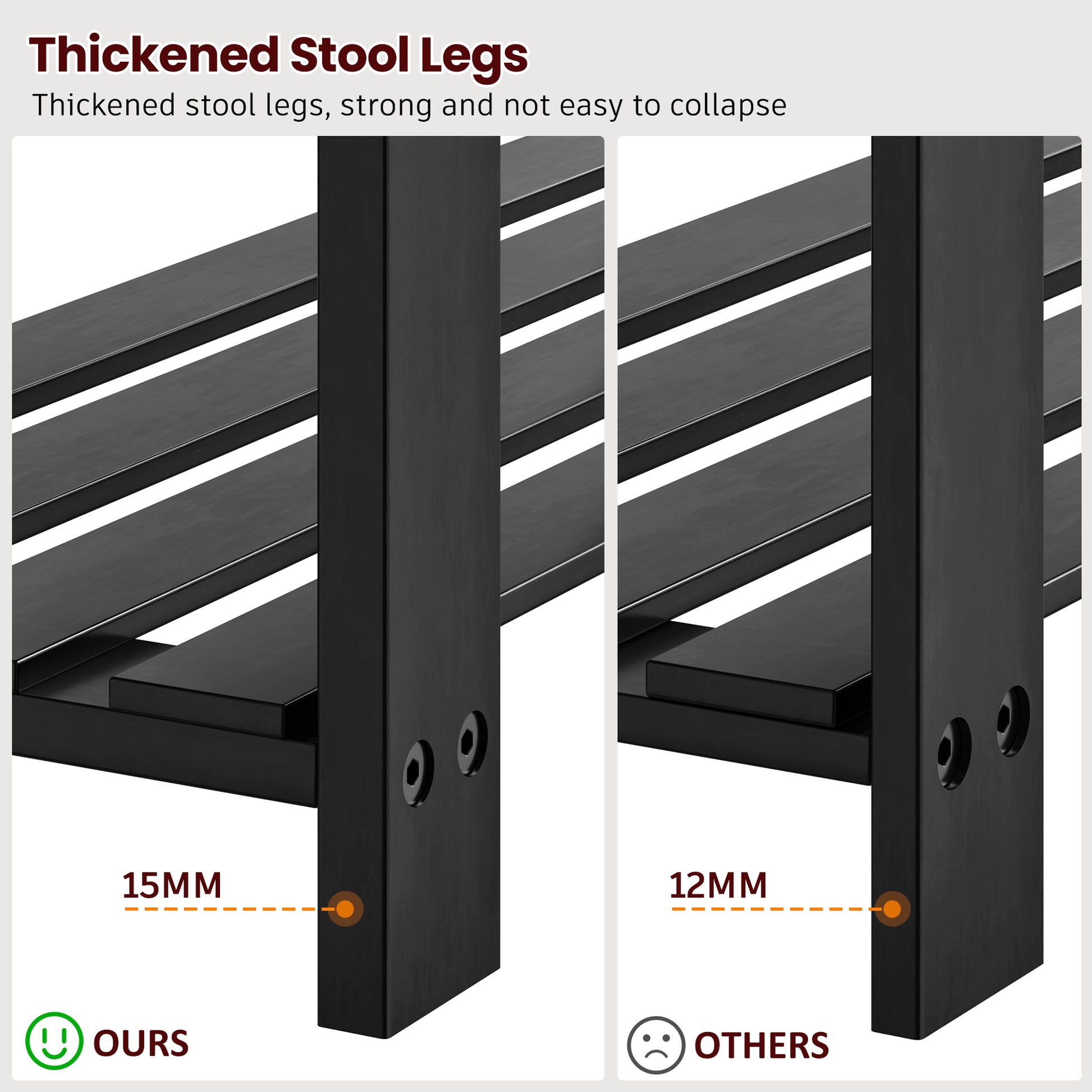 Bamboo Shoe Bench, 3 Tier Shoe Rack, Entryway Bench With Cushion And Adjustable Shelves, Shoe Rack For Entryway, Hallway, Mudroom And Living Room, Black Black Bamboo