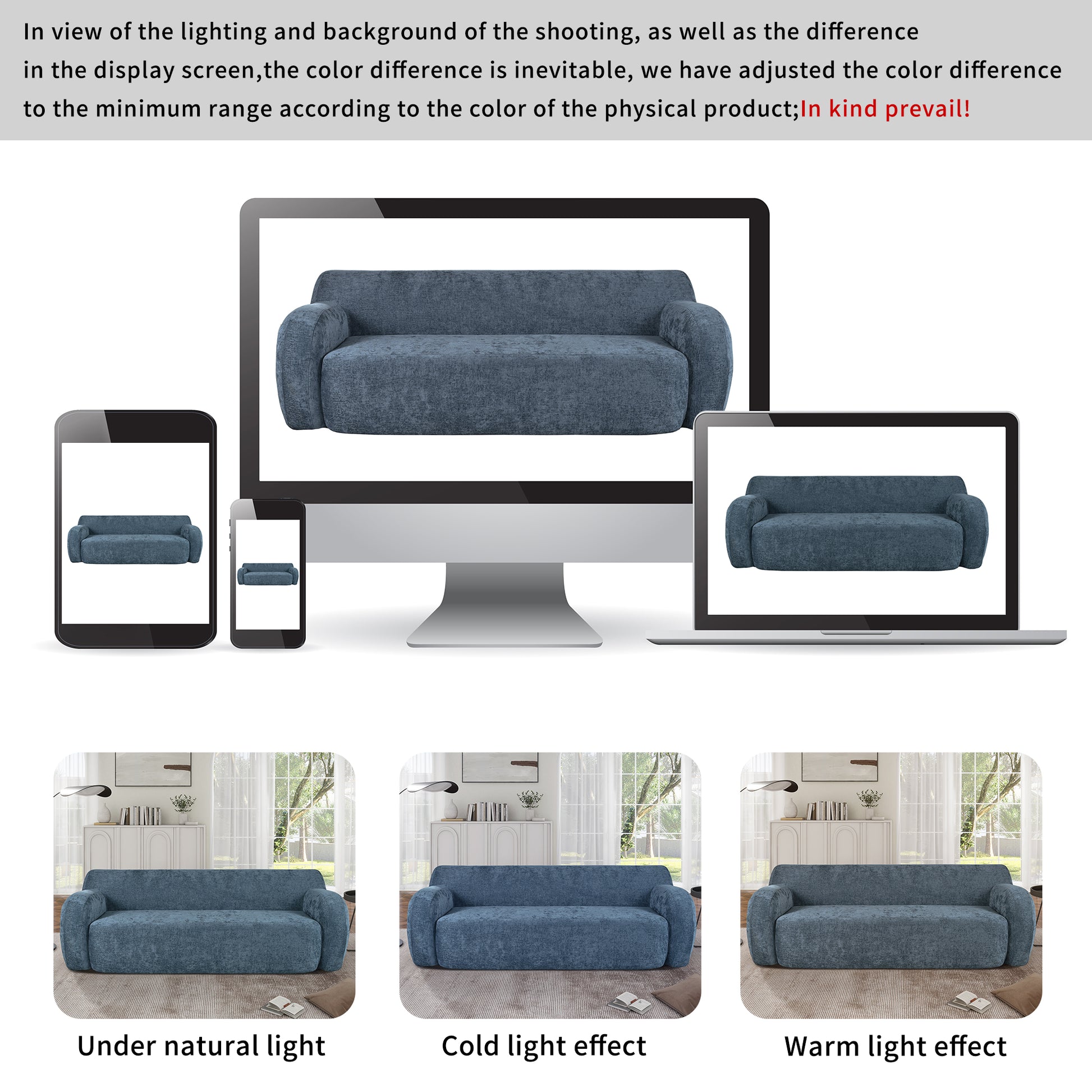81.5" Minimalist Compression Sofa, Curved Design, 3 Seater Casual Sofa For Living Rooms, Bedrooms, And Apartments Dark Blue Polyester 3 Seat