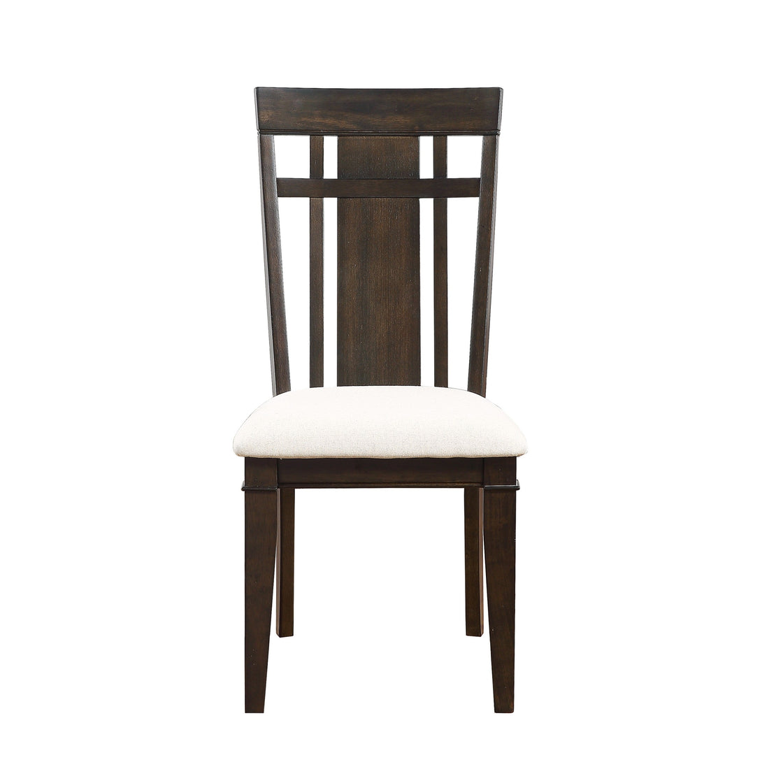 Dark Brown Finish Set Of 2 Side Chairs Beige Seat Classic Look Dining Wooden Furniture Kitchen Chairs Dark Brown Dining Room Side Chair Wood